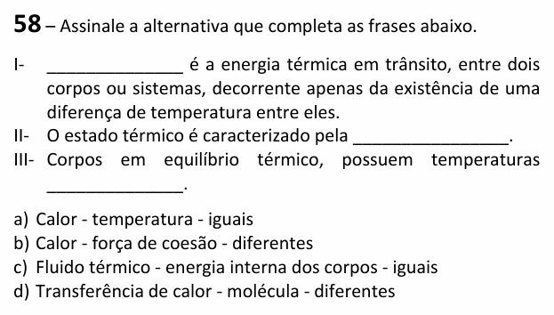 Enunciado da questão 58 de Física do EEAR 2026 (CFS 2)