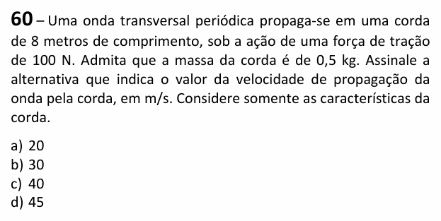 Enunciado da questão 60 de Física do EEAR 2026 (CFS 2)