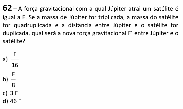Enunciado da questão 62 de Física do EEAR 2026 (CFS 2)