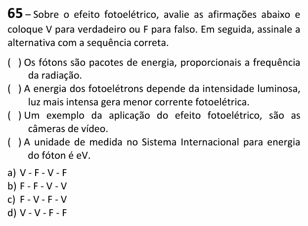 Enunciado da questão 65 de Física do EEAR 2026 (CFS 2)