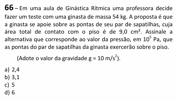 Enunciado da questão 66 de Física do EEAR 2026 (CFS 2)