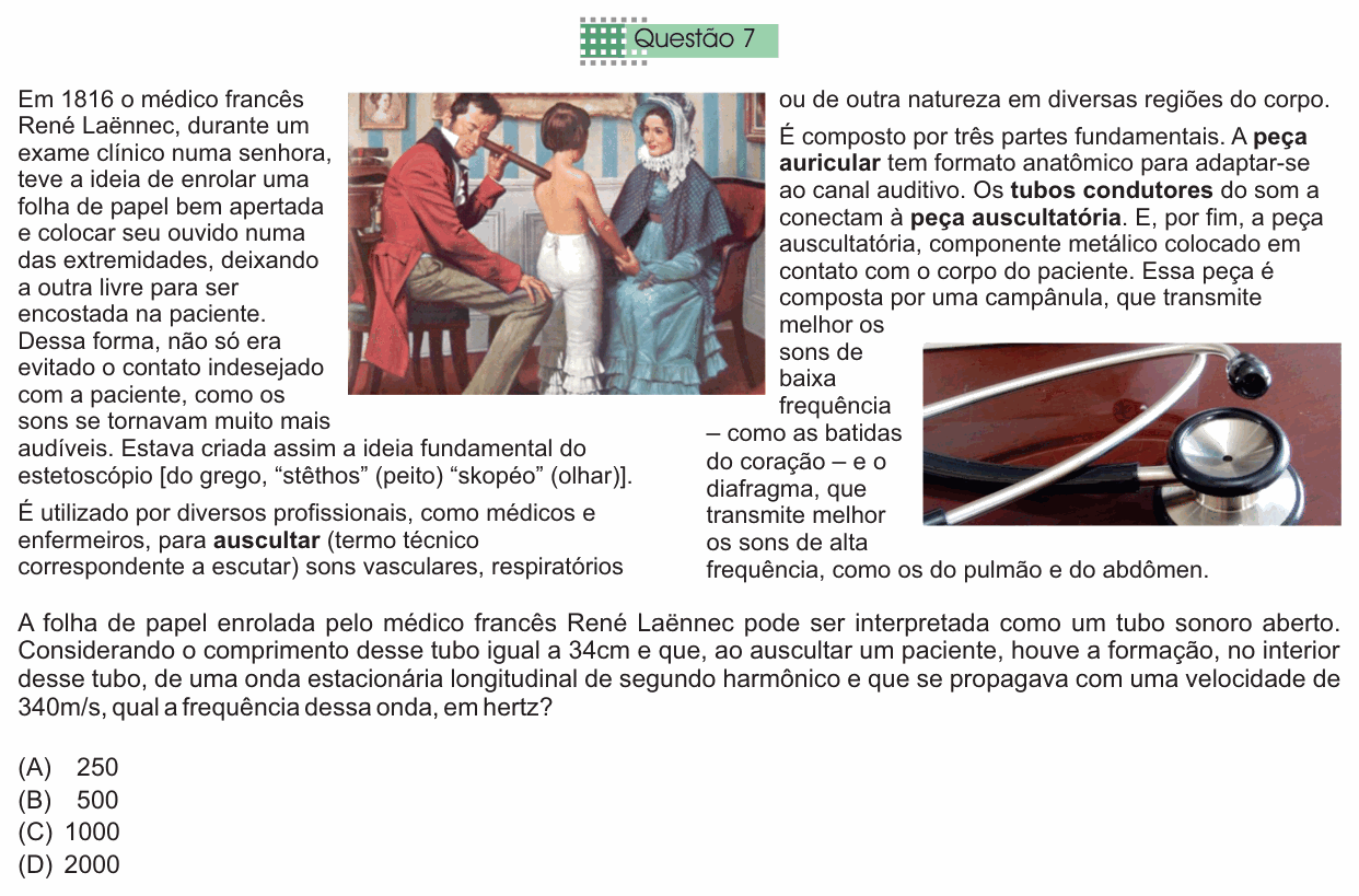 Enunciado da questão 7 de Física do Einstein 2016