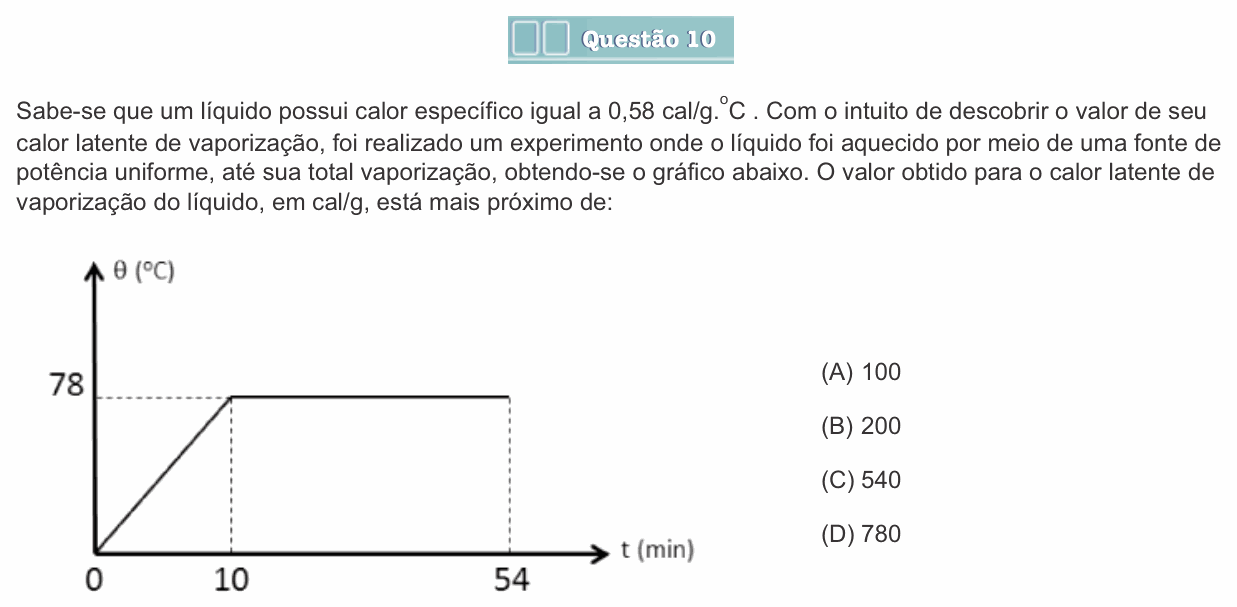 Enunciado da questão 10 de Física do Einstein 2017