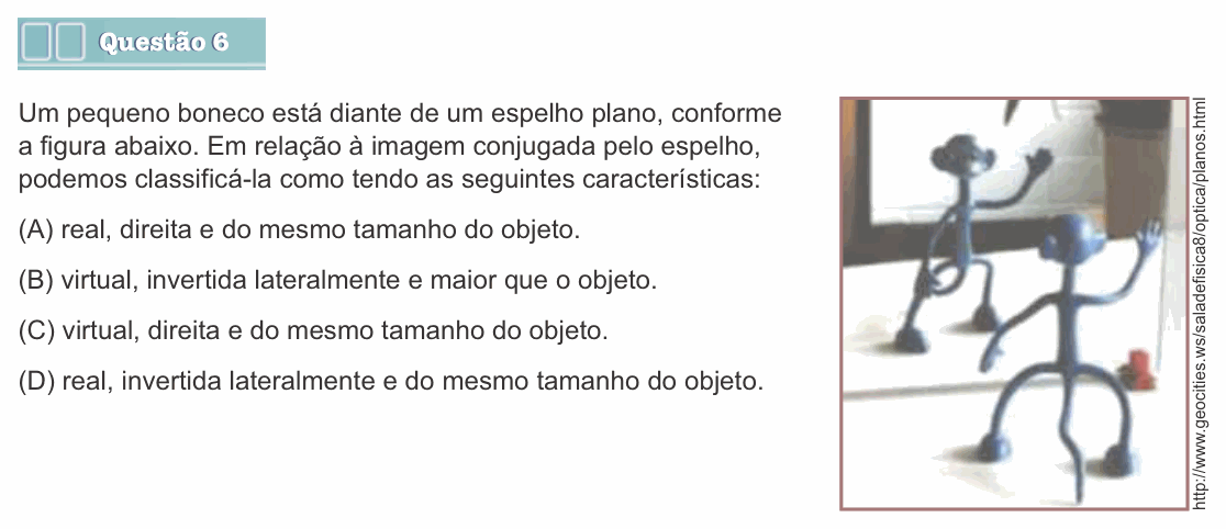 Enunciado da questão 6 de Física do Einstein 2017