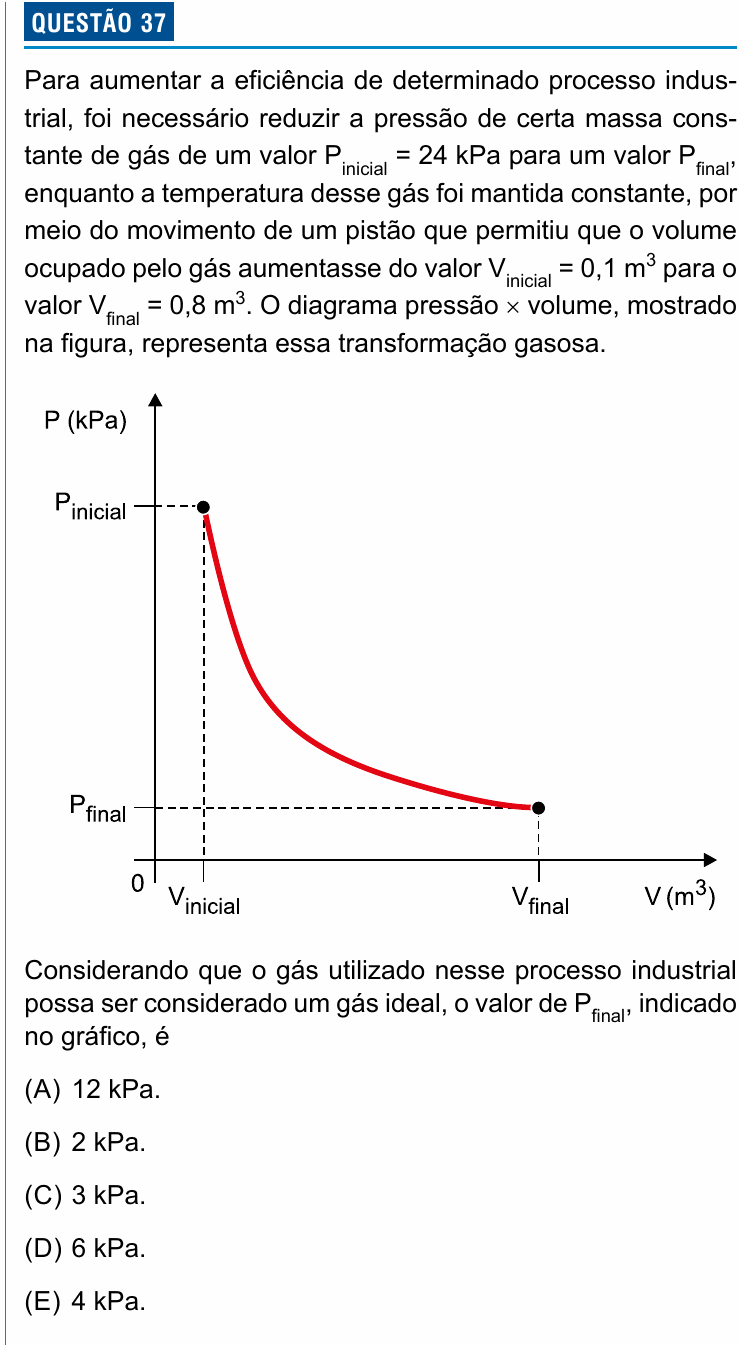 Enunciado da questão 37 de Física do Einstein 2027