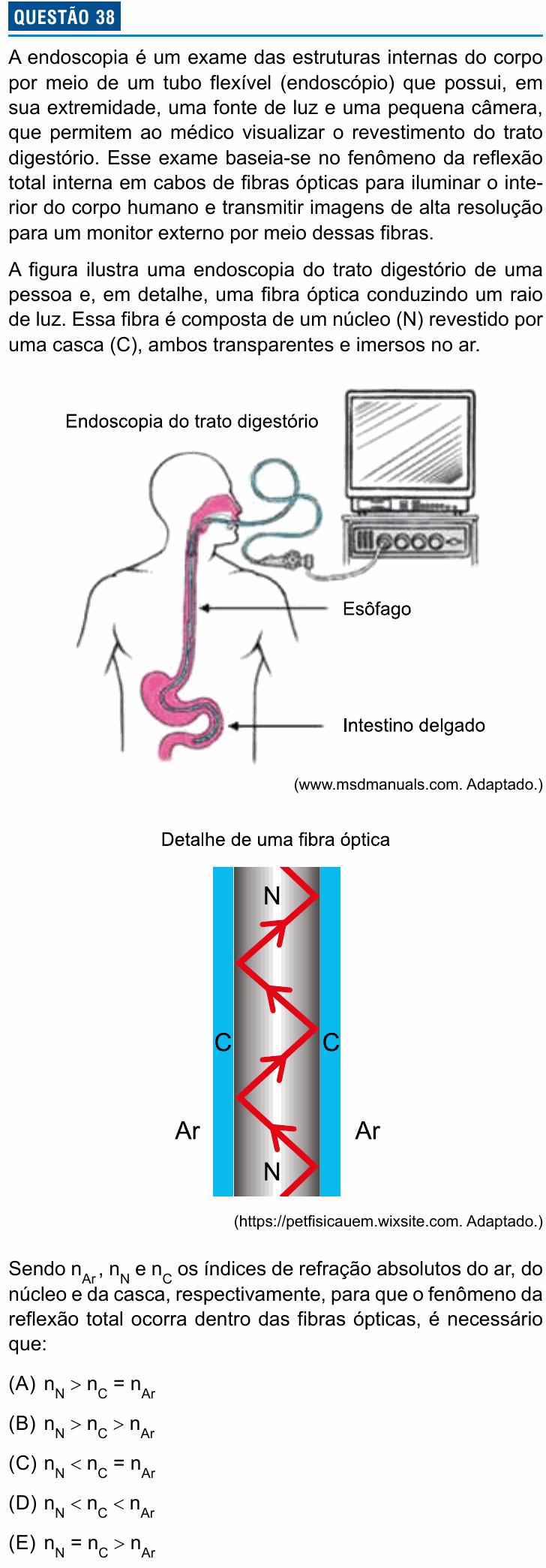 Enunciado da questão 38 de Física do Einstein 2027