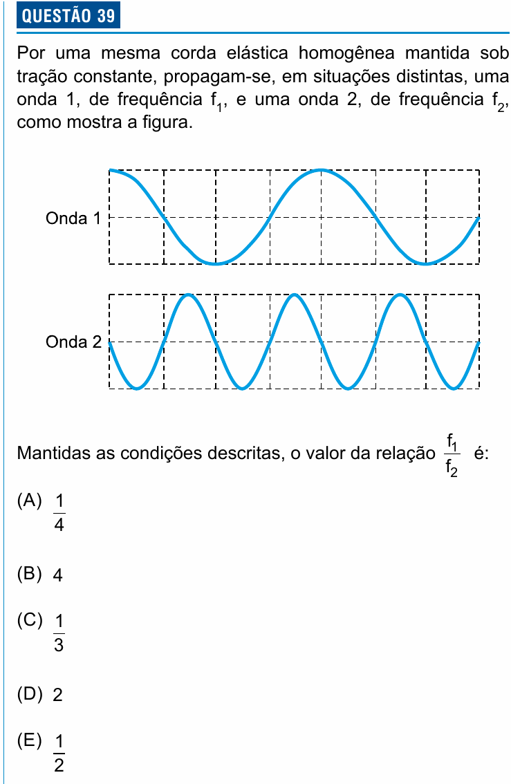 Enunciado da questão 39 de Física do Einstein 2027
