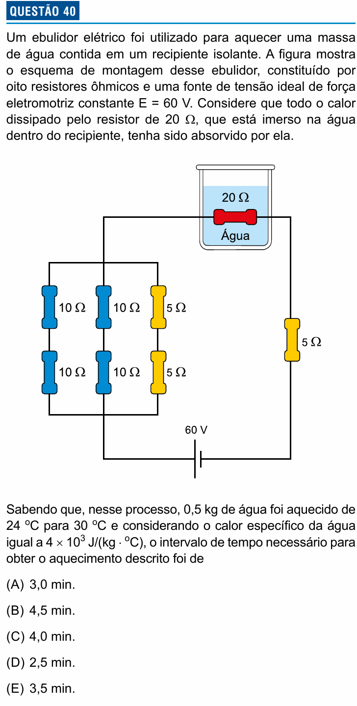 Enunciado da questão 40 de Física do Einstein 2027