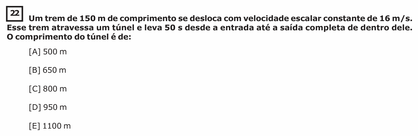 Enunciado da questão 22 de Física do EsPCEx 2016/2017