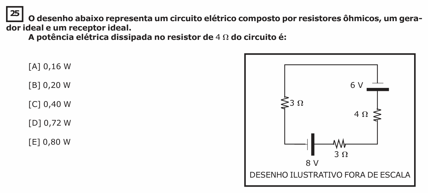 Enunciado da questão 25 de Física do EsPCEx 2016/2017