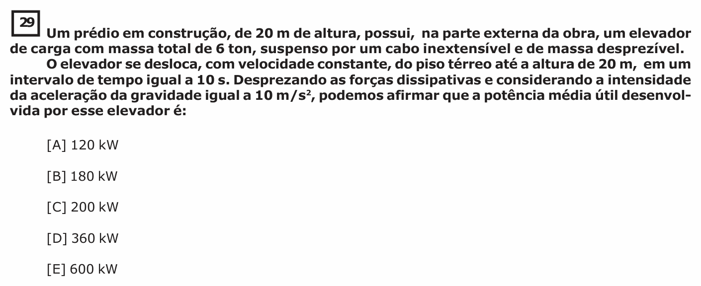 Enunciado da questão 29 de Física do EsPCEx 2016/2017
