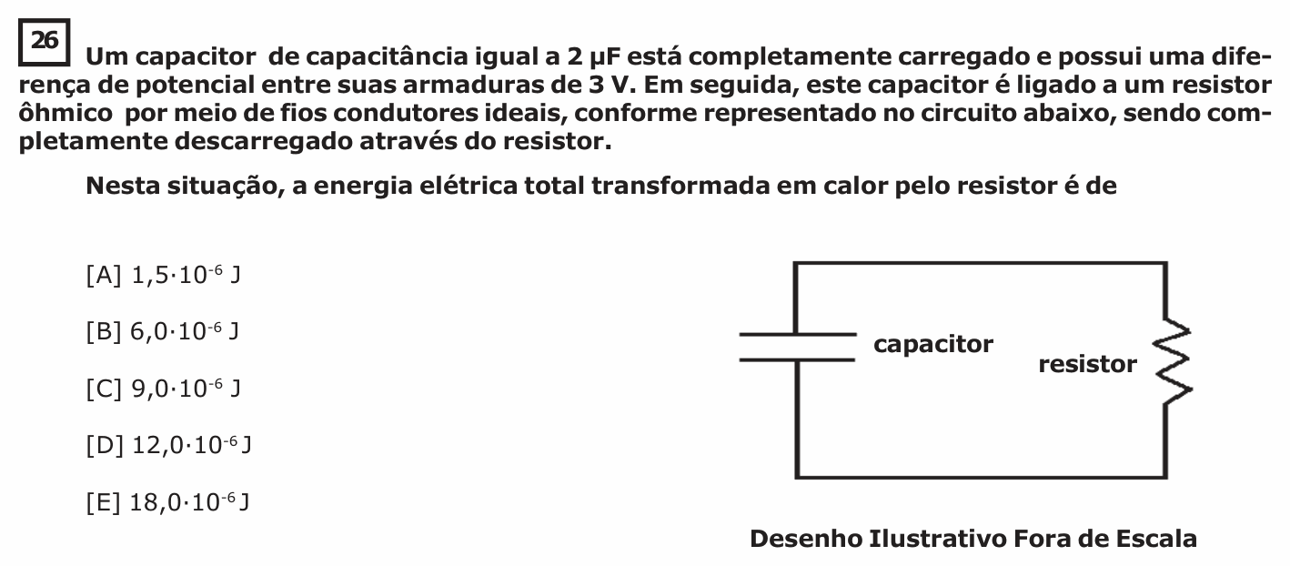 Enunciado da questão 26 de Física do EsPCEx 2017/2018
