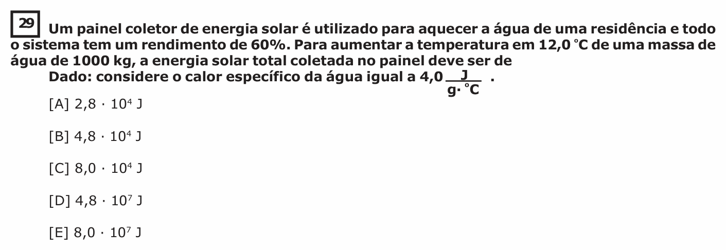 Enunciado da questão 29 de Física do EsPCEx 2017/2018