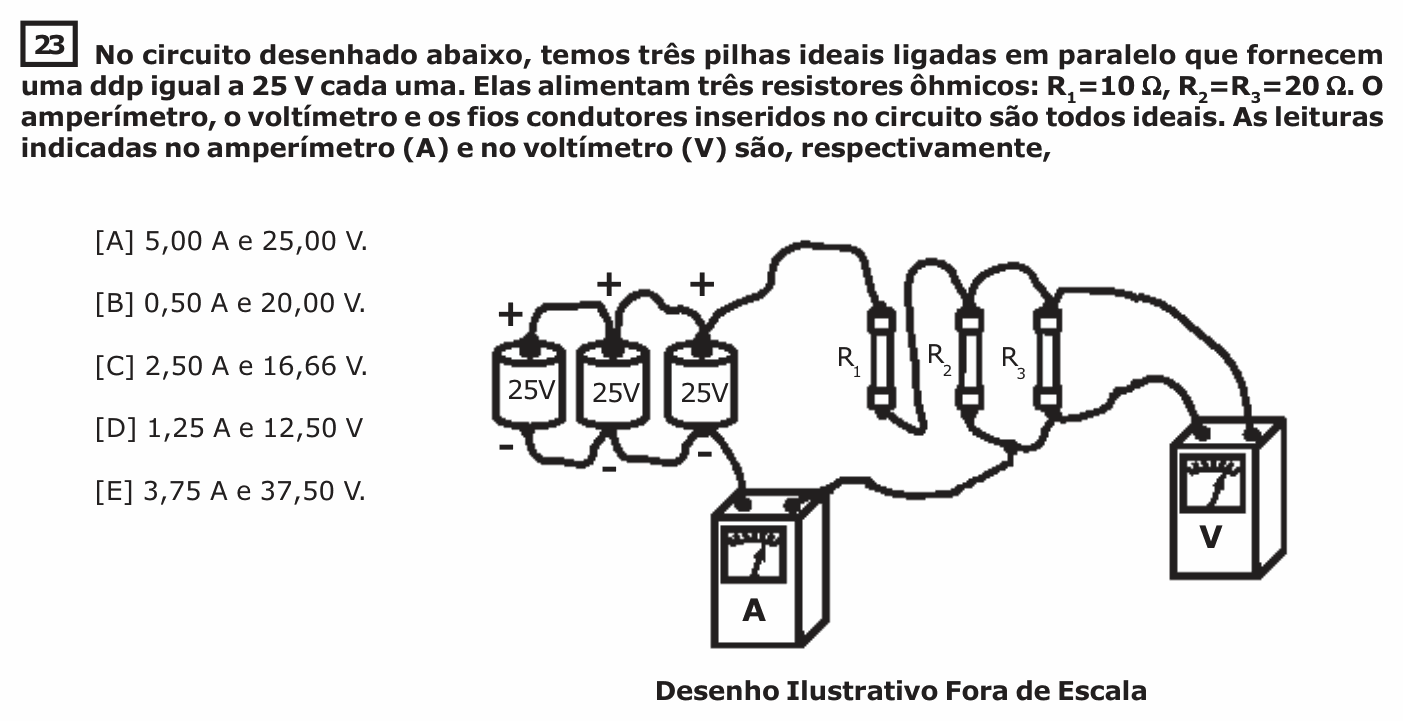 Enunciado da questão 23 de Física do EsPCEx 2018/2019