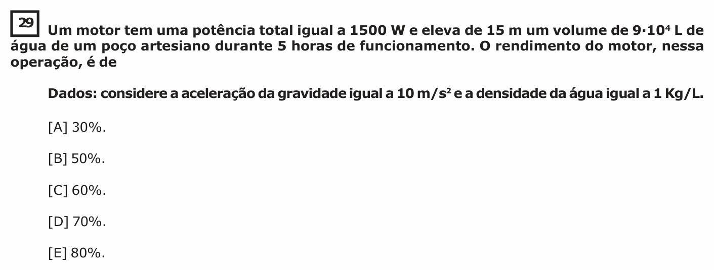 Enunciado da questão 29 de Física do EsPCEx 2018/2019