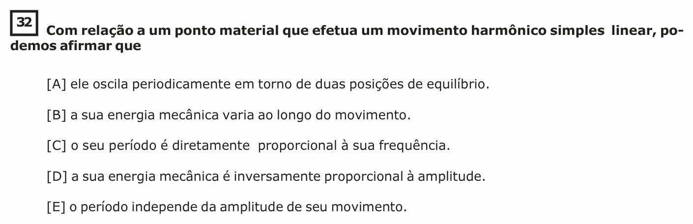 Enunciado da questão 32 de Física do EsPCEx 2018/2019