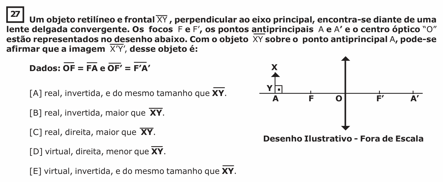 Enunciado da questão 27 de Física do EsPCEx 2019/2020