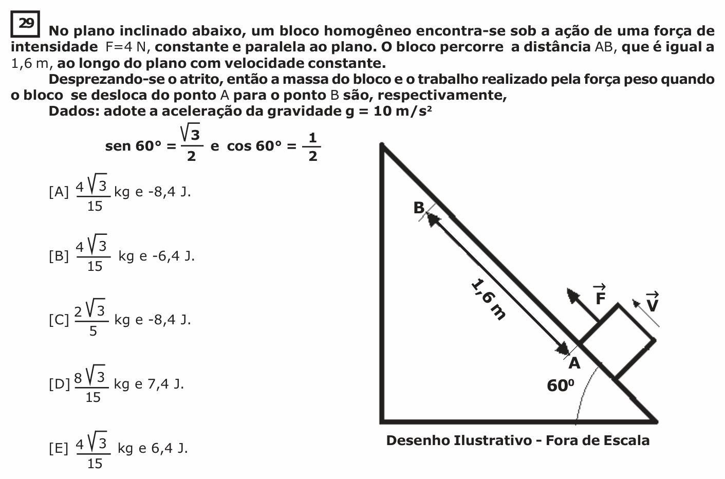 Enunciado da questão 29 de Física do EsPCEx 2019/2020