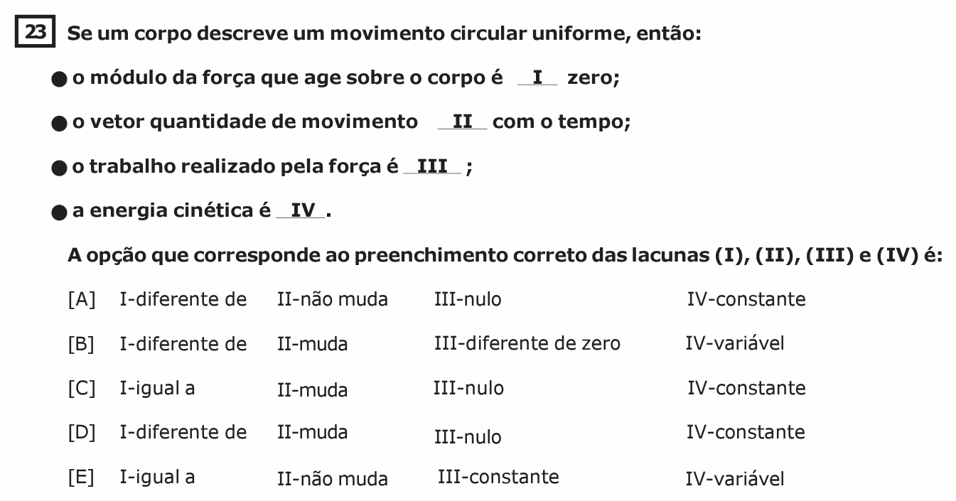 Enunciado da questão 23 de Física do EsPCEx 2020/2021