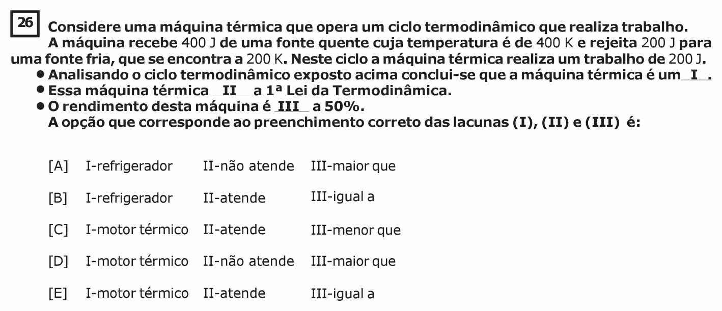 Enunciado da questão 26 de Física do EsPCEx 2020/2021
