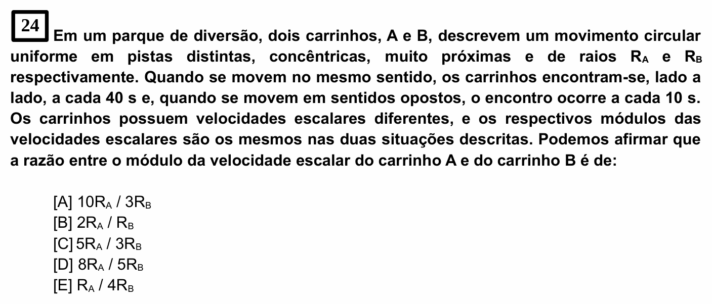 Enunciado da questão 24 de Física do EsPCEx 2021/2022