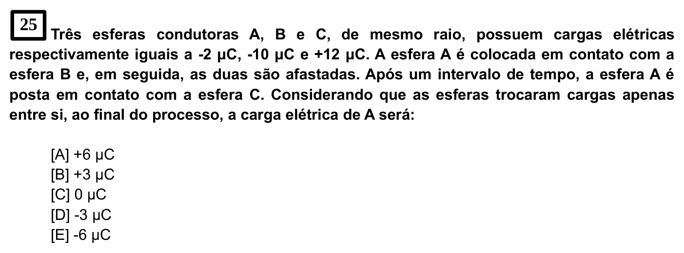 Enunciado da questão 25 de Física do EsPCEx 2021/2022