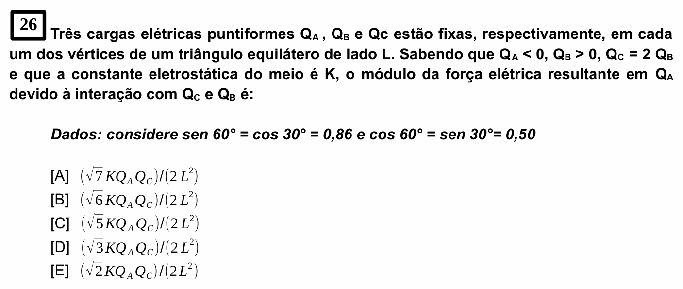 Enunciado da questão 26 de Física do EsPCEx 2021/2022