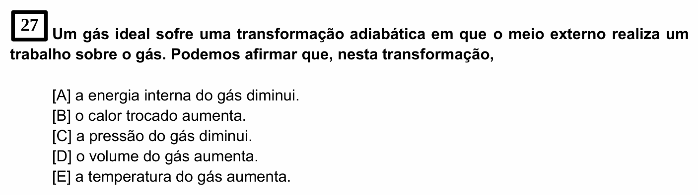 Enunciado da questão 27 de Física do EsPCEx 2021/2022