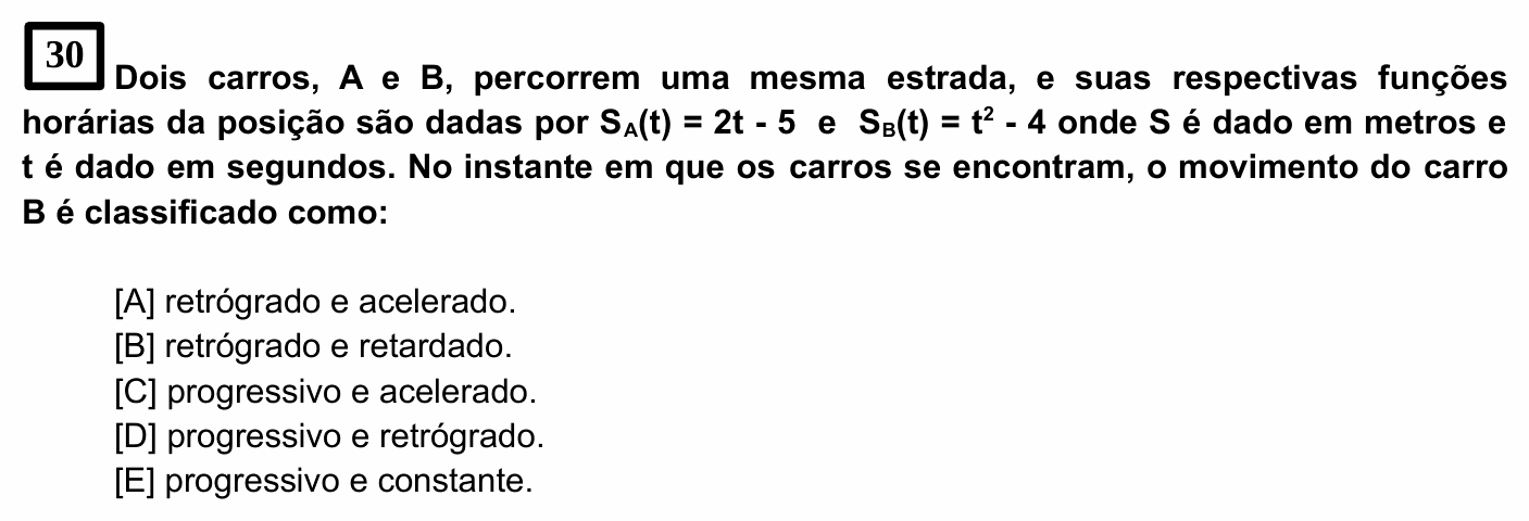 Enunciado da questão 30 de Física do EsPCEx 2021/2022