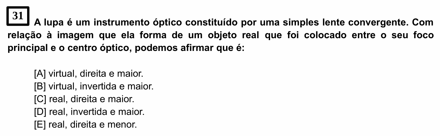 Enunciado da questão 31 de Física do EsPCEx 2021/2022