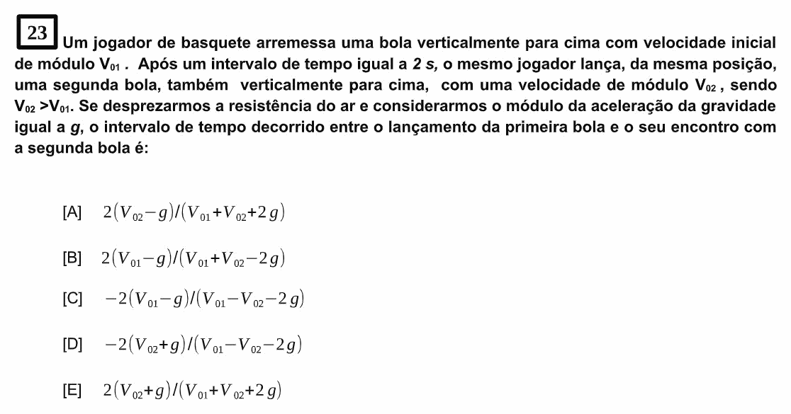 Enunciado da questão 23 de Física do EsPCEx 2023/2024