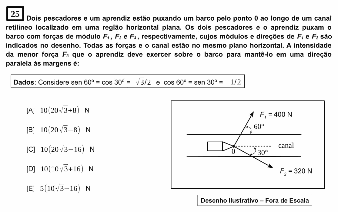 Enunciado da questão 25 de Física do EsPCEx 2023/2024