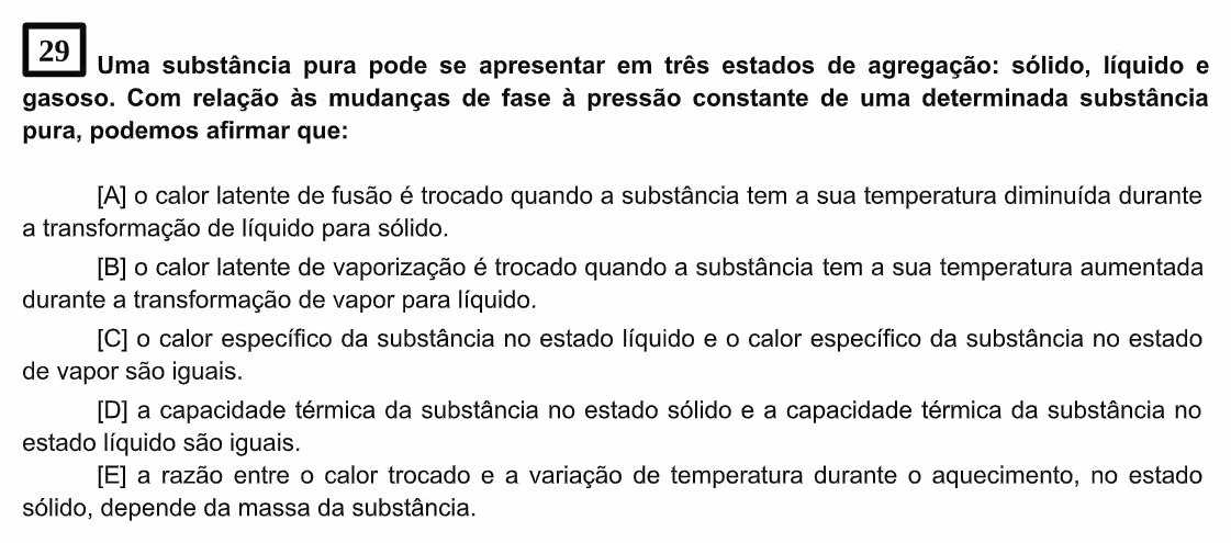 Enunciado da questão 29 de Física do EsPCEx 2023/2024
