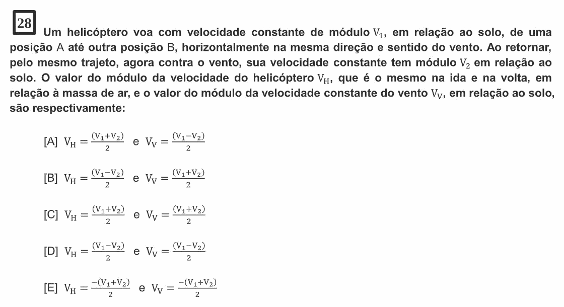 Enunciado da questão 28 de Física do EsPCEx 2024/2025