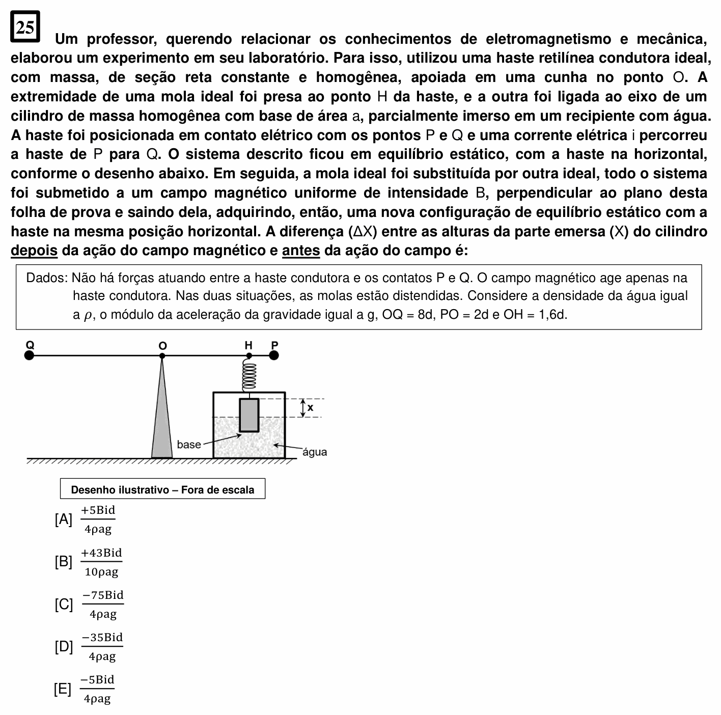 Enunciado da questão 25 de Física do EsPCEx 2025/2026
