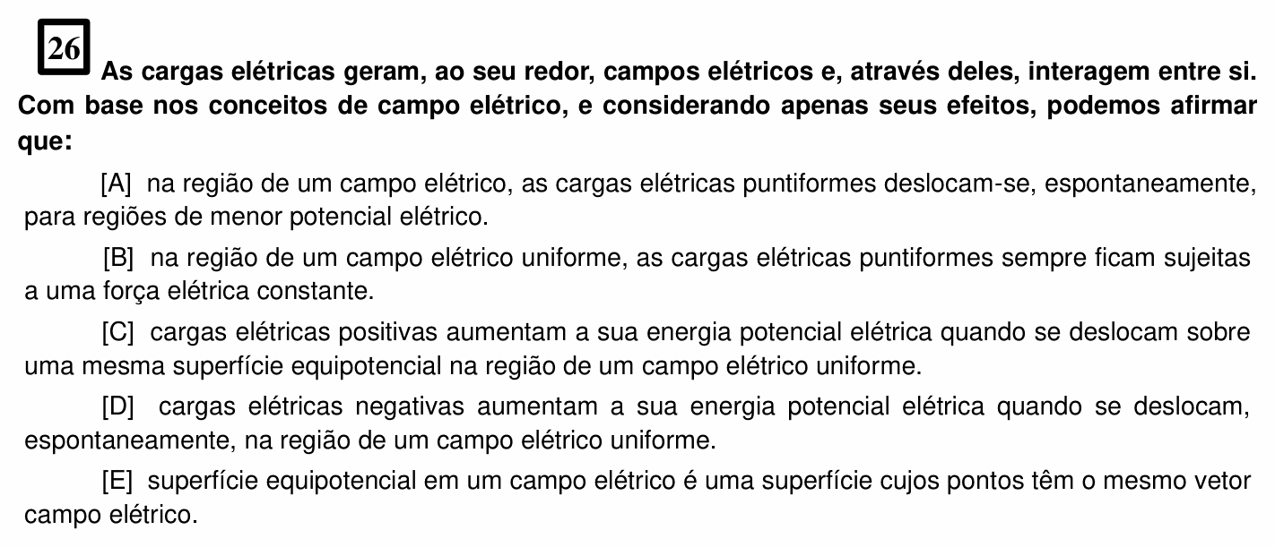Enunciado da questão 26 de Física do EsPCEx 2025/2026