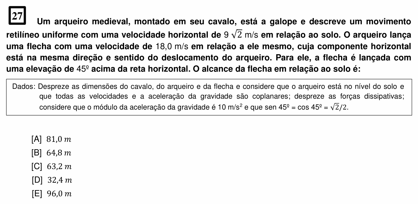 Enunciado da questão 27 de Física do EsPCEx 2025/2026