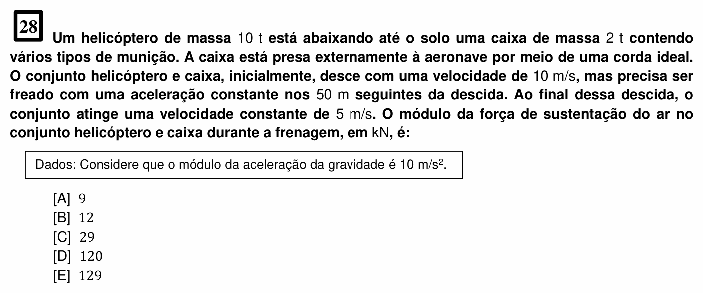 Enunciado da questão 28 de Física do EsPCEx 2025/2026