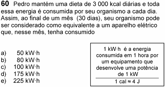 Enunciado da questão 60 de Física do FUVEST 2006