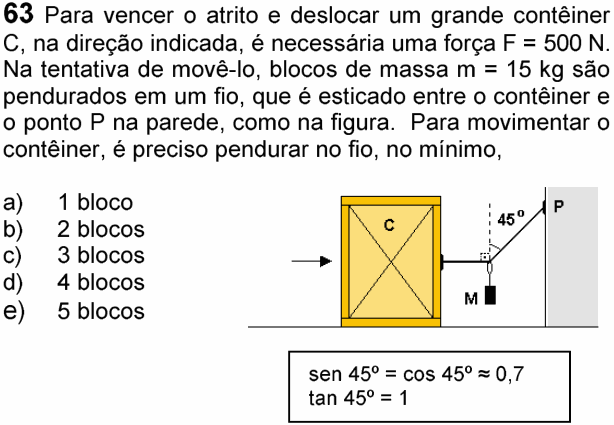 Enunciado da questão 63 de Física do FUVEST 2006