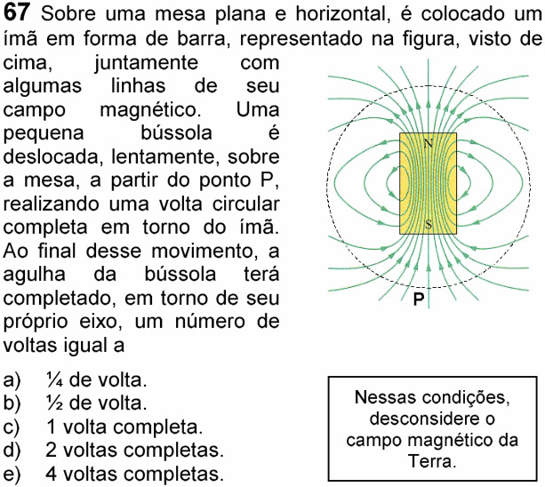 Enunciado da questão 67 de Física do FUVEST 2006