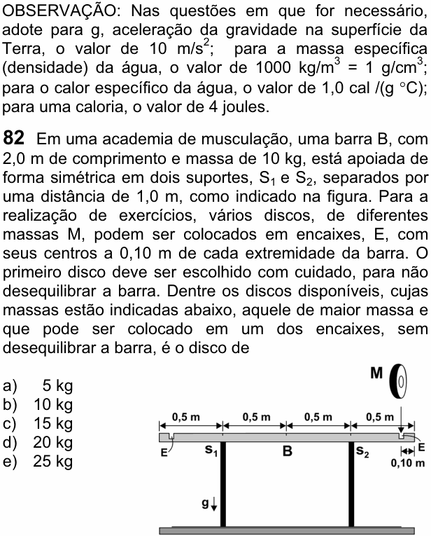 Enunciado da questão 82 de Física do FUVEST 2009