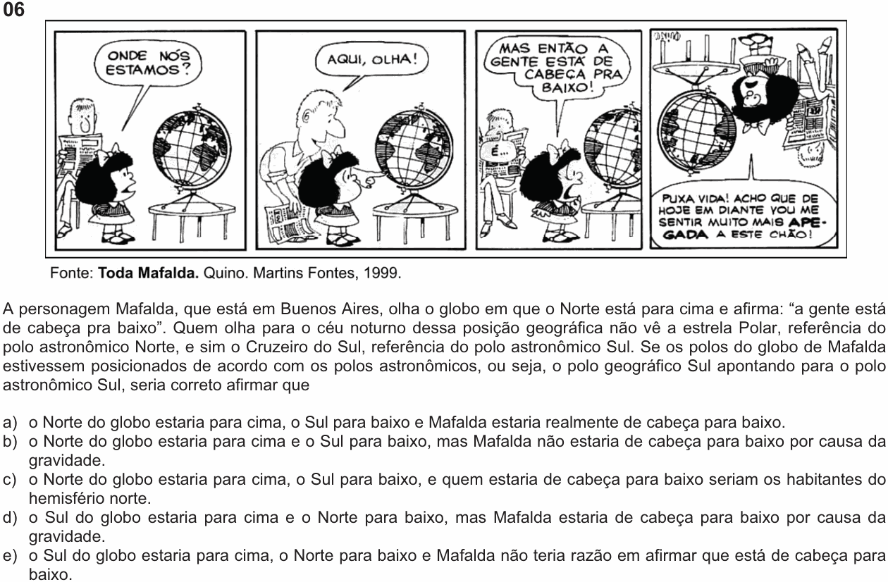 Enunciado da questão 6 de Física do FUVEST 2010