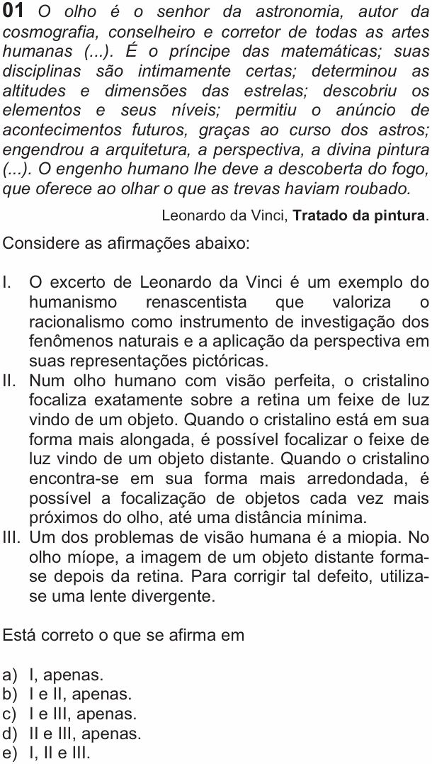 Enunciado da questão 1 de Física do FUVEST 2011