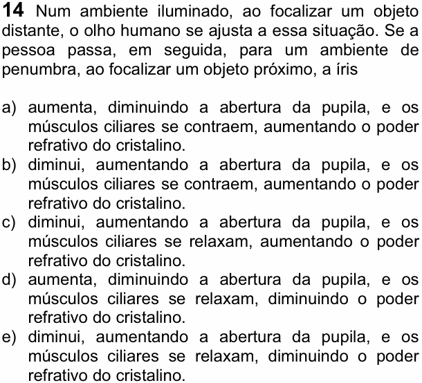 Enunciado da questão 14 de Física do FUVEST 2012