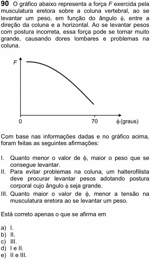Enunciado da questão 90 de Física do FUVEST 2012