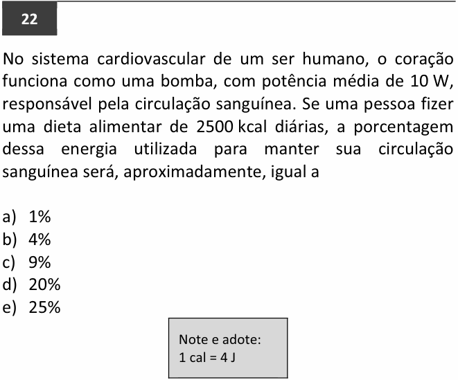 Enunciado da questão 22 de Física do FUVEST 2014