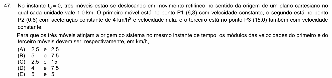 Enunciado da questão 47 de Física do FMABC 2018
