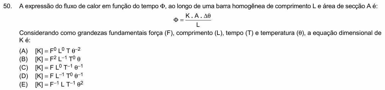 Enunciado da questão 50 de Física do FMABC 2018