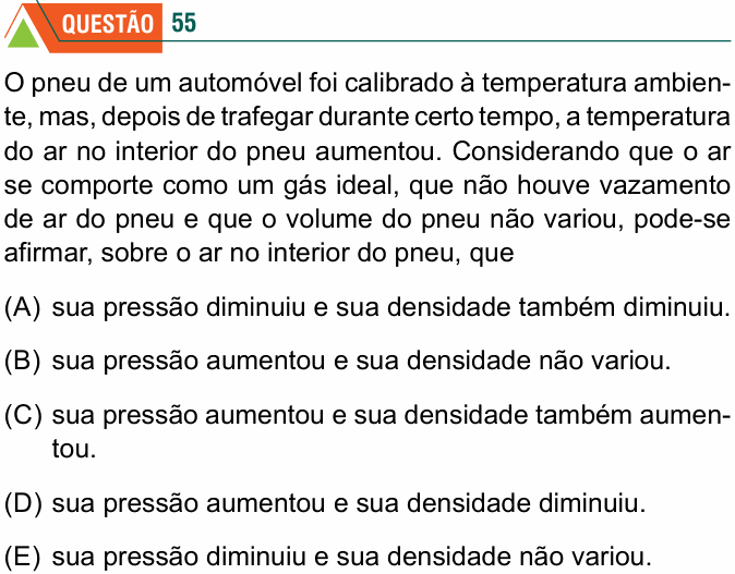 Enunciado da questão 55 de Física do FMABC 2020